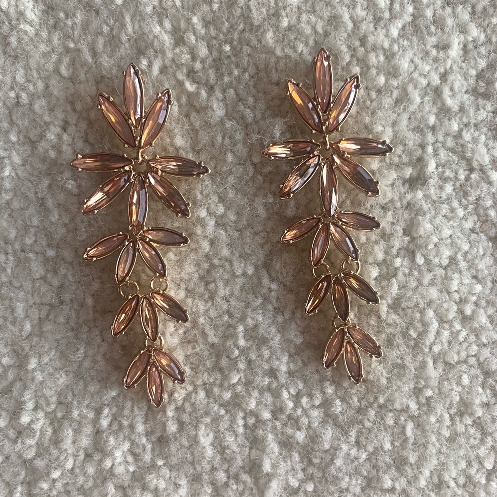 Gold-Tone Crystal Flower Earrings
